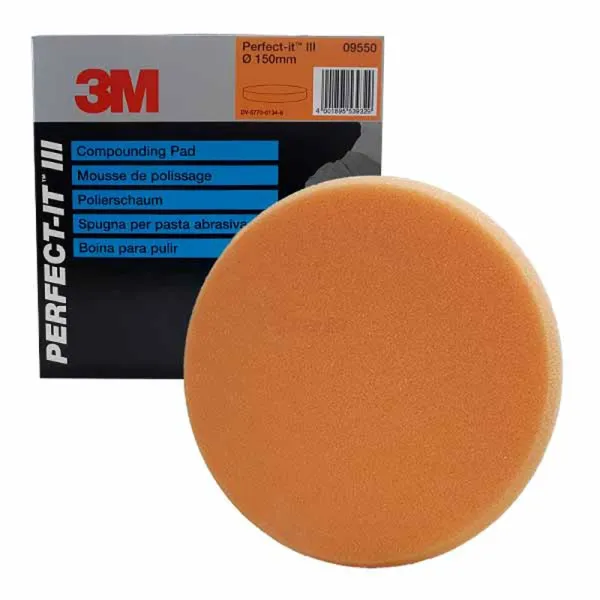 3M 09550 Perfect-it III Polierpad Ø150 mm – schwarzer Polierschaum für Hochglanz-Finish